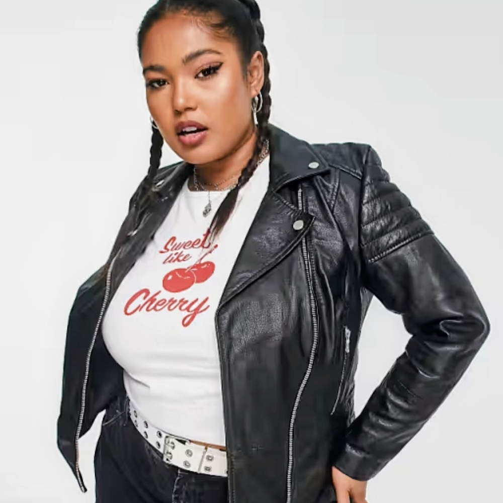 Barneys Black Leather Biker Jacket